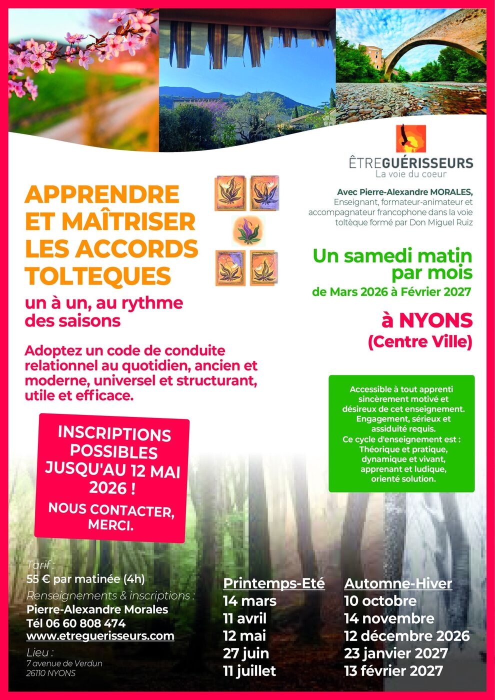 Affiche — Apprendre et maîtriser les Accords Toltèques en 2026, à Nyons